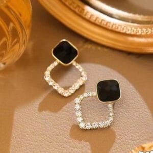 zircon korean black shiny earing resin rhombus earrings