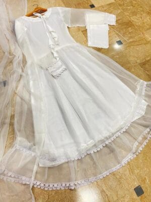 3 pcs women's stitched chiffon plain suit