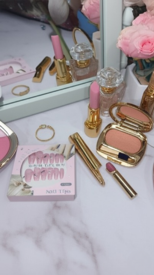 luxury press on nails – glitter & rhinestone design (12 pcs)