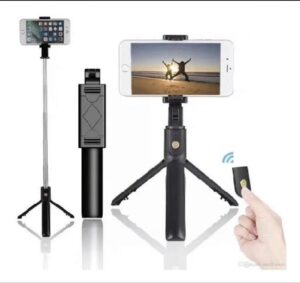 Foldable Selfie Stick with LED Light & Bluetooth Remote Black auto draft