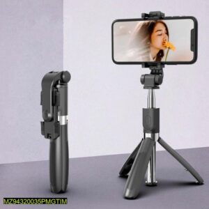 Foldable Selfie Stick with LED Light & Bluetooth Remote Black auto draft